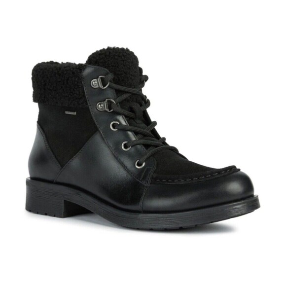 Geox Rawelle Leather Shearling Trimmed Waterproof Boot Women's Size 38/7.5 NIB - Picture 1 of 12